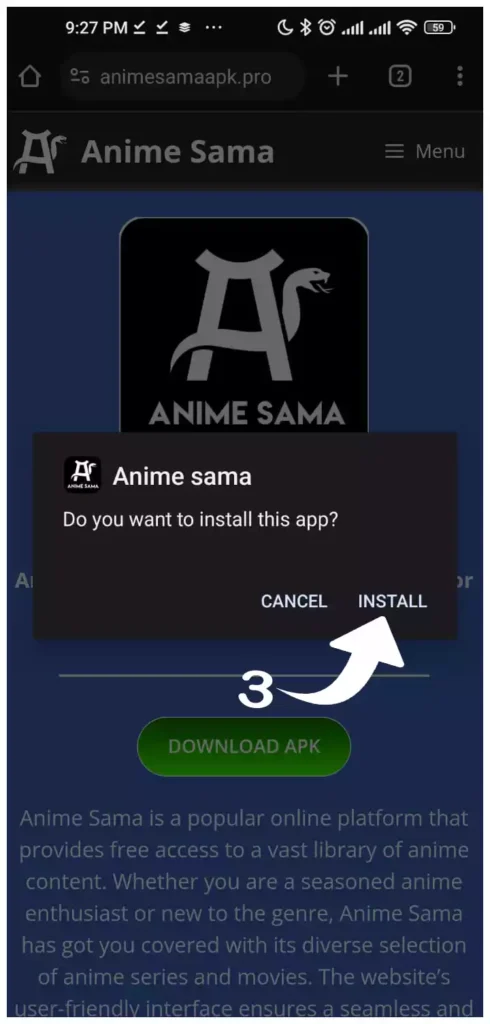 Anime Sama apk install